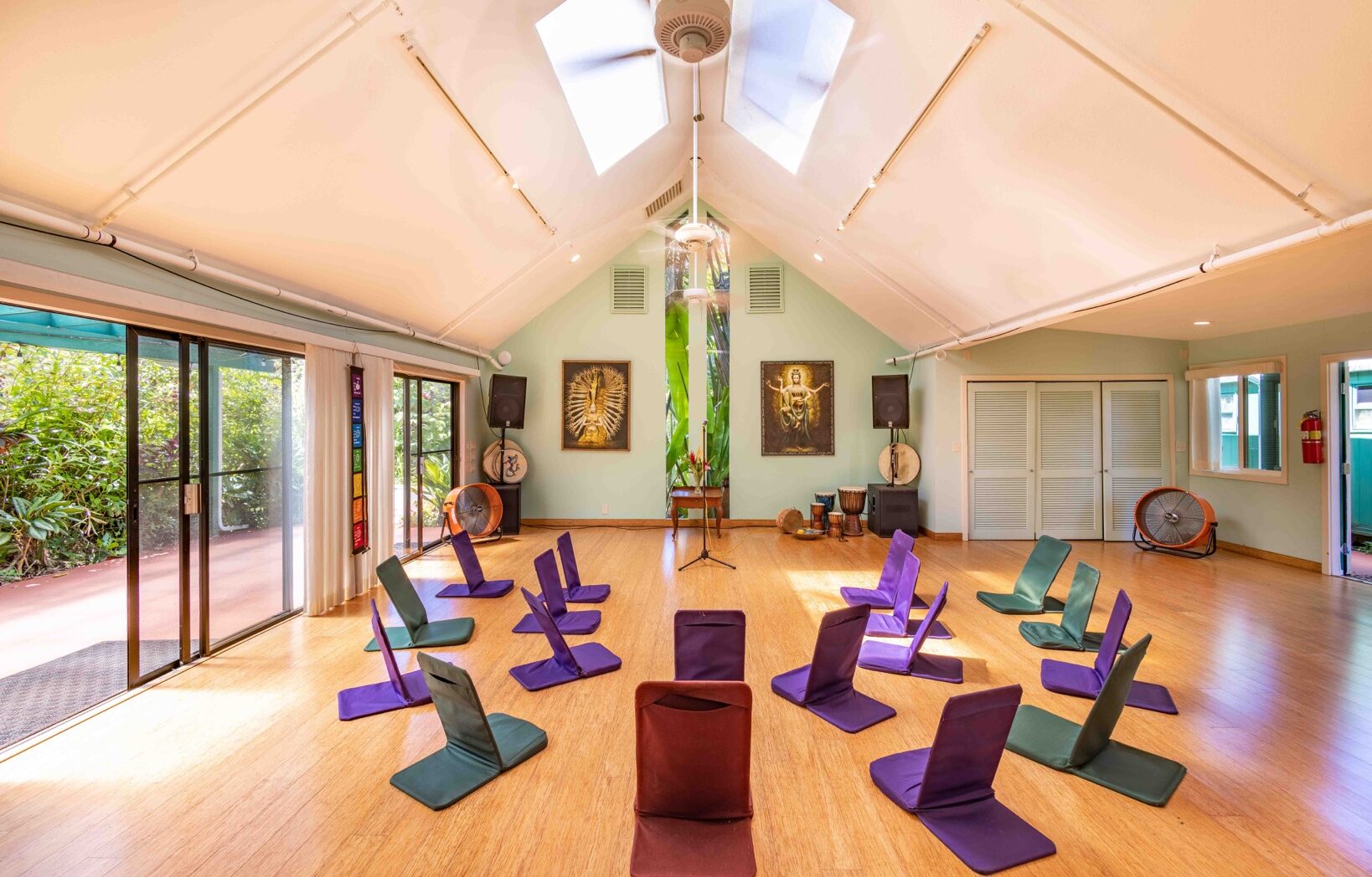 Hale Akua Yoga and Events room with a semi-circle seating arrangement for a Maui Wellness Retreat